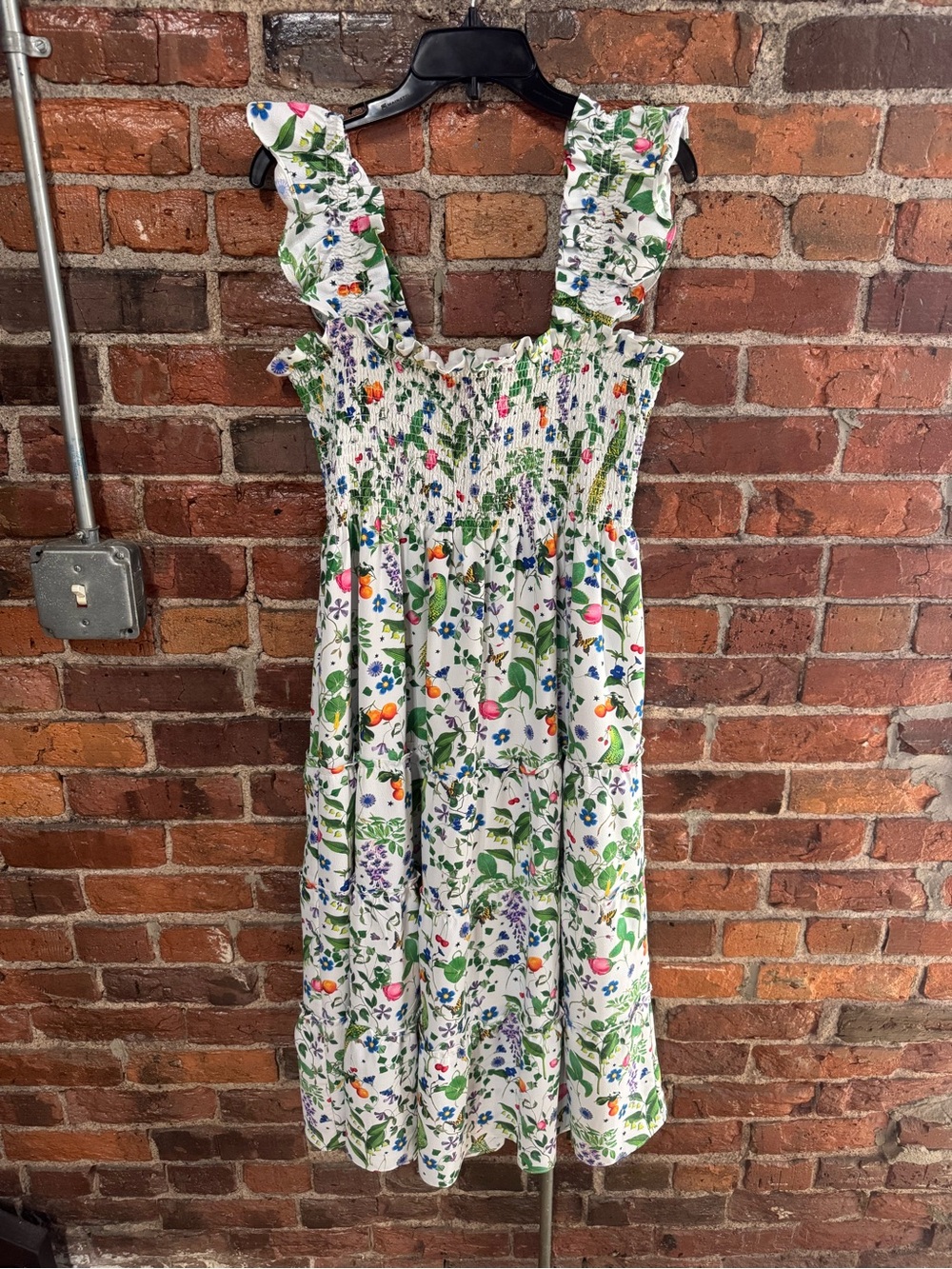 Hill House White Smocked Crepe Artists Edition  Ellie Dress EUC Size Large